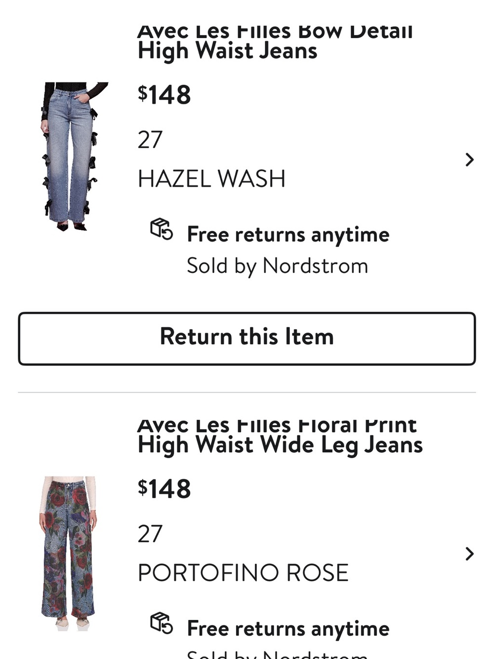 Avec Les Filles Blue Denim Wide Leg Jeans with Red & Purple Floral Print - Picture 5 of 5
